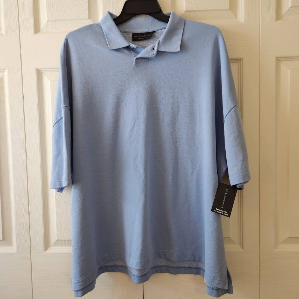 No Boundaries XL Oversized Fit Polo Shirt Chambray Blue